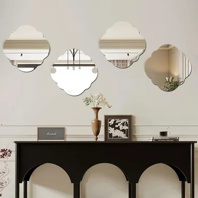 Image de Adhésifs décoratifs en acrylique effet miroir, 4 pièces, 30x30 cm, en plexiglas HD résistant aux chocs, pour décoration murale