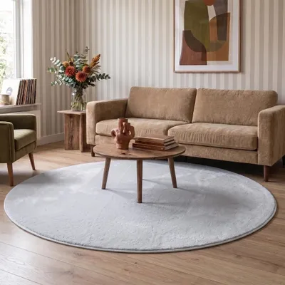 Produktbild von Volero - Waschbarer Teppich Rund - Vivid Grau - Ø 120 cm - Wohnzimmer, Esszimmer, Kinderzimmer, Schlafzimmer - Klassik, Ländlich, Modern, Skandinavisch