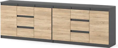 Zdjęcie produktu dla Komoda 240Cm Szary Dąb Sonoma Pojemna Szafka Nowoczesna Do Salonu Pokoju