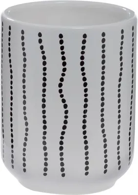 Obrázok produktu pre Spirella pohár na zubnú kefku Keramický držiak na zubné kefky „Trait“ 7,5 x 10 cm biela/čierna