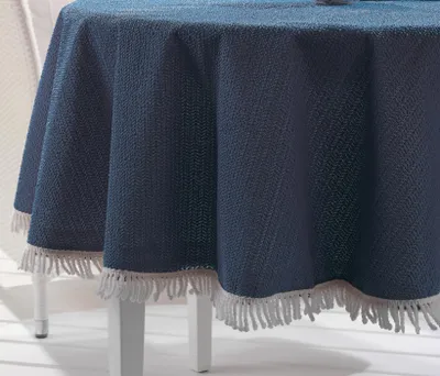 Produktbild von Garten Balkon Terrasse Camping Tischdecke, Eckig Rund Oval, Größe und,Dunkelblau, (Rund130x130cm)