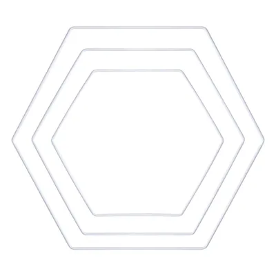 Produktbild von 3 sechseckige Metallringe - Weiß - 20, 25 und 30 cm
