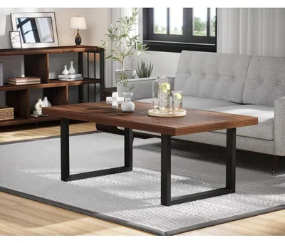 Immagine prodotto di Tavolino rettangolare in legno di noce, 120 cm, stile industriale, con struttura in metallo