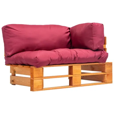 Immagine prodotto di Maison Exclusive - Divano da giardino in pallet con cuscini rossi, in legno di pino