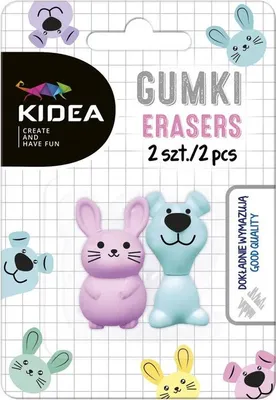 Zdjęcie produktu dla Gumki do mazania zwierzaki 2 szt Kidea