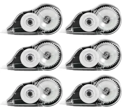 Produktbild von Korrekturroller 6 Stück 12m x 5mm Korrekturband mit Schutzkappe für Schüler Büro Zuhause Schwarz