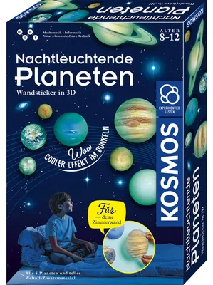 Immagine prodotto di KOSMOS Nachtleuchtende Planeten, Experimentierkasten, Wandsticker, Sticker, ab 6 Jahren, 654269