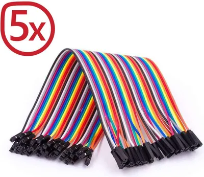 Zdjęcie produktu dla AZ-Delivery Dodatkowe akcesoria Przewód połączeniowy 40 szt. po 20 cm F2F żeński do żeńskiego kompatybilny z Arduino i Raspberry Pi breadboard, 5x przewód połączeniowy