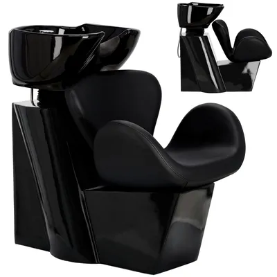 Image de Bac à shampoing Viva pour salon de coiffure et de barbier, avec cuvette en céramique mobile, robinetterie, mitigeur et douchette.