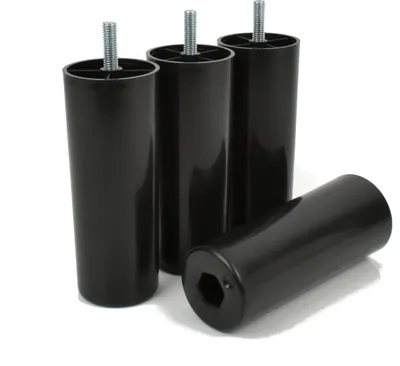 Produktbild von 4x Füße aus Kunststoff Beine Möbelgleiterfuß Möbelfüße Möbelbeine Schrank Beine schwarz Plastik Höhe 13 cm mit Gewindestift M8x25mm [25R50130]