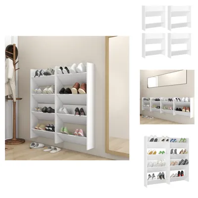 Obrázek produktu pro vidaXL Nástěnné botníky 4 ks. Bílé 60x18x60 cm Materiál na bázi dřeva - Botníky a skříně