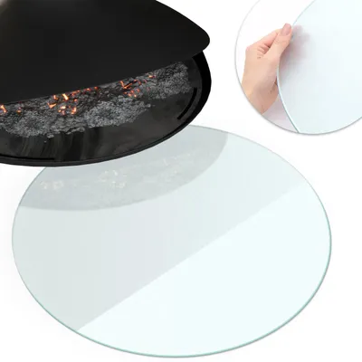 Produktbild von Runde Glasbodenplatte für Kaminofen Ø 70 cm – Milchglas-Optik – Dunkelgraphit – Funkenschutzplatte – Hitzeschutzplatte – ESG Sicherheitsglas – Kaminplatte Glas – Bodenschutz aus Glas