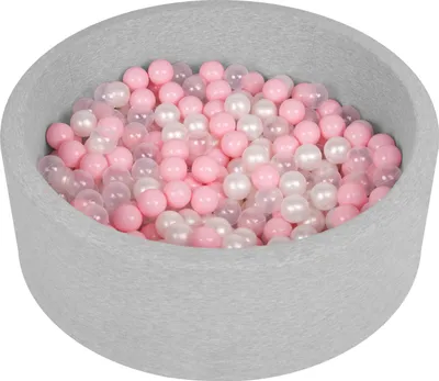 Produktbild von Selonis bällebad bällepool für baby kinder 90x30cm/200 bälle rund, hellgrau: puderrosa/perle/transparent