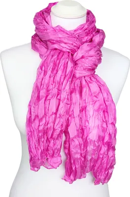 Produktbild von Knitterschal Halstuch Schal XXL rosa krokus Seide 180x90cm