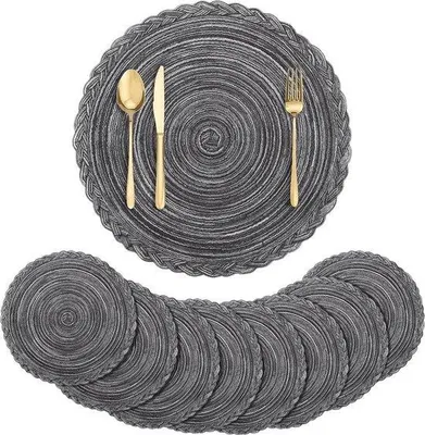 Obrázek produktu pro Tkané kulaté prostírky, 35 cm, omyvatelné, protiskluzové