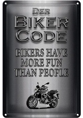 Produktbild von Blechschild Motorrad 20x30cm Biker Code more fun people