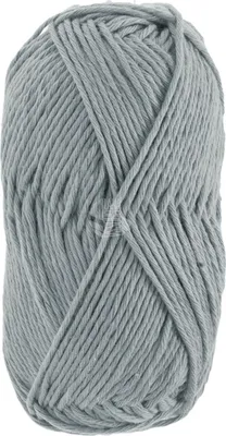 A ball of gray yarn on a white background.