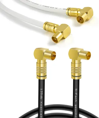 Produktbild von TV Antennenkabel mit Winkelstecker 135dB 5 fach geschirmt Koaxialkabel HD Receiv