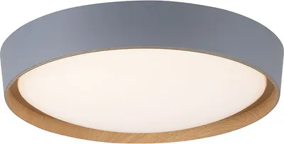 Produktbild von Selltec LED Deckenleuchte MILIA rund Holzoptik, dimmbar per Wandschalter, D=40cm, warmweiß hellgrau Wohnzimmer, Schlafzimmer, Esszimmer, Flur, Küche, Büro