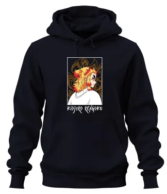 Produktbild von Kyojuro Rengoku Demon Slayer Flame Hashira Anime Geschenk Hoodie Kapuzenpullover, Navy, M