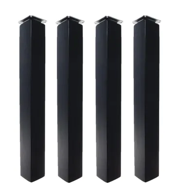 Four black table legs arranged side-by-side against a white background.