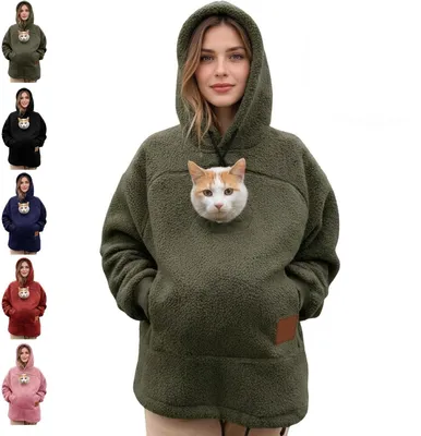 Produktbild von Uni Haustier Hoodie aus Fleece mit Reißverschlusstasche (Grün XXL)