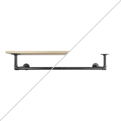 Produktbild von Natural Goods Berlin Pipe GARD Shelf T30 x B60 cm, Kleiderstange, Wandgarderobe, Hängegarderobe, Temperguss mit Ablage, ohne Regalbrett