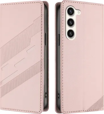 Produktbild von Hülle für Samsung Galaxy S23+, Kunstleder Brieftaschen Handyhülle mit Kartenfach und Standfunktion Pink