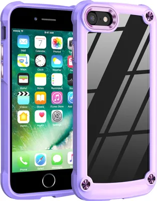 Produktbild von iPhone 8 Plus Hülle, Hybrid Transparente PC Robust TPU Bumper Stoßfest Schutzhülle für iPhone 7 Plus / 8 Plus Lila