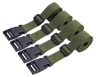 Immagine prodotto di TRANKIELO® - 4 cinghie regolabili per bagagli - cinghie in nylon - fibbia a sgancio rapido - 150 cm - verde