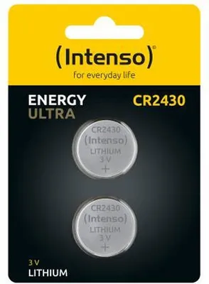 A package of two Intenso CR2430 lithium coin cell batteries.