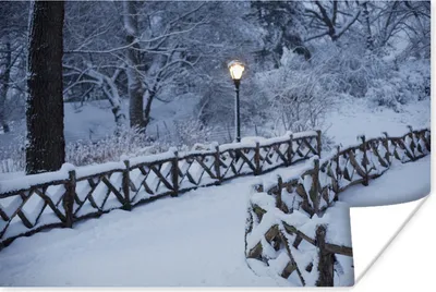 Produktbild von MuchoWow® Poster New York - Central Park - Schnee 180x120 cm - Fotoplakat
