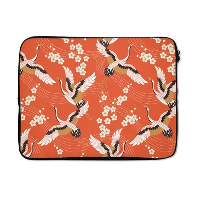 Produktbild von MuchoWow® Laptop Hülle 15 Zoll Kranich - Sakura - Muster - Japanisch Laptoptasche - Laptoptasche - Sleeve - Rundum-Schutz