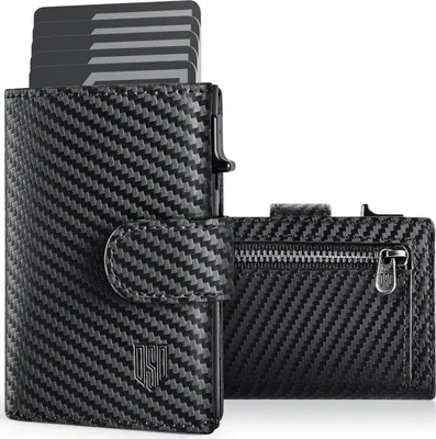 Image de Porte-cartes de crédit Hommes RFID Aluminium Porte-monnaie Noir Carbone
