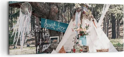 Produktbild von Bild auf Leinwand - Leinwandbild - Einteilig - Jungvermählten Liebe Landschaft - 120x50cm - Wand Bild - Wanddeko - Wandbilder - Leinwanddruck - Bilder - Wanddekoration - Leinwand bilder AB120x50-4642