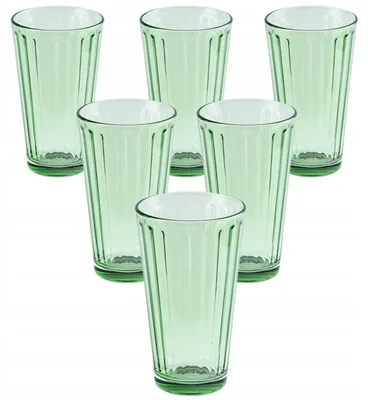 Zdjęcie produktu dla 6X Wysoka Szklanka Ryflowana Zielona 400Ml Zestaw Szklanek Do Napoi