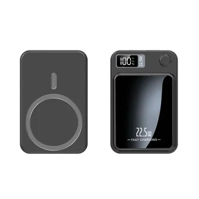 Produktbild von Magnetische Wireless Powerbank 10000mAh, 22,5W Fast Charging, Qi & USB-C, 3 Geräte gleichzeitig, LED Anzeige, kompakt & reisetauglich