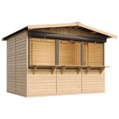 Image de Holz Gartenhaus, Marktbude Holz - 263 x 336 cm / 6 m² TIMBELA M150AZ