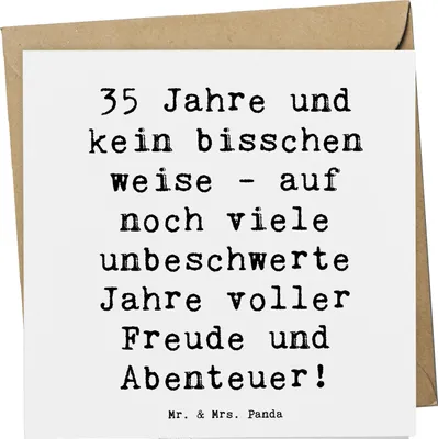 Produktbild von Mr. & Mrs. Panda Deluxe Karte Spruch 35. Geburtstag - Weiß - Geschenk, Feiern, Lächeln, Überraschungen, Glückwunsch, faltkarte, Abenteuerlust, Klappkarte, Happy Birthday