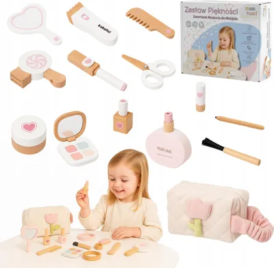 Produktbild von Holz-Kosmetikset Für Kinder Beauty Makeup Kosmetiktasche Geschenk