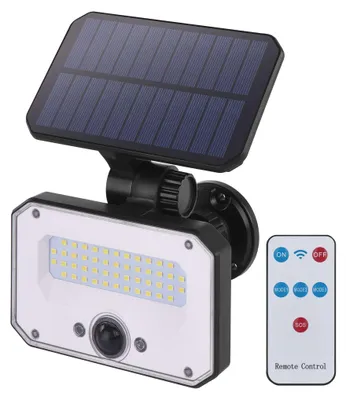 Solární LED reflektor SPILO s pohybovým čidlem, černý, neutrální bílá