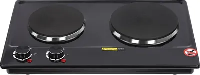 Obrázok produktu pre Elektrická varná doska - dvojitá varná doska - 2500 W - 2 platničky - otočný gombík, 6 úrovní - 100-250 °C - zástrčka EÚ 220 V - čierna