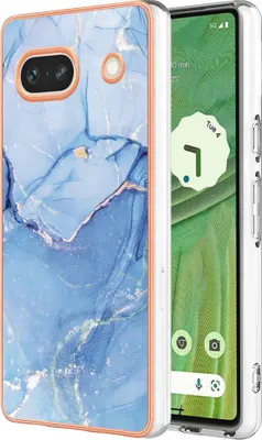 Image de Etui pour Google Pixel 7A, étui en silicone TPU à motifs, bumper antichoc bleu