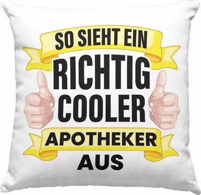 Produktbild von Trendation - Apotheker Deko-Kissen mit Füllung 40x40 Geschenk Spruch  Deko-Kissen mit Füllung 40x40 Becher Pharmazie Lustig (Blau)