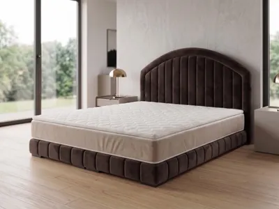 Produktbild von Polsterbett  LEON 2 mit Kopfteil, modernes gepolstertes Bett in 140 x 200 cm Farbe: Braun