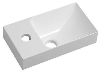 Produktbild von PICCOLINO Gussmarmor-Waschtisch 30,8x10x17cm, Armaturloch links, Weiß