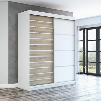 Produktbild von Schwebetürenschrank COLIN  2-türig Schrank 180 cm (Weiß, Schwarz, Sonoma)