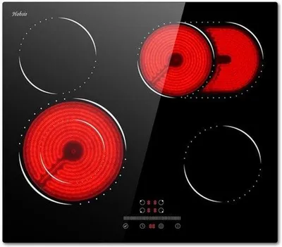 Zdjęcie produktu dla Płyta grzewcza ceramiczna do zabudowy - 60 cm - 6600W - 4 pola grzewcze - czarne szkło