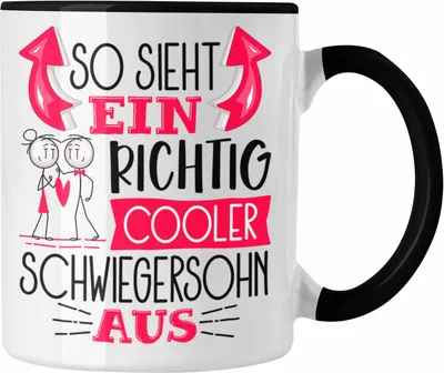 Produktbild von Trendation - Schwiegersohn Tasse Geschenk So Sieht Ein RIchtig Cooler Schwiegersohn Aus Geschenkidee Lustiger Spruch Geburtstag Becher Kaffeetasse (Schwarz)