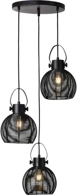 Produktbild von BRILLIANT Lampe Sambo Pendelleuchte 3flg Rondell schwarz | 3x A60, E27, 60W, g.f. Normallampen n. ent. | In der Höhe einstellbar / Kabel kürzbar | Für LED-Leuchtmittel geeignet